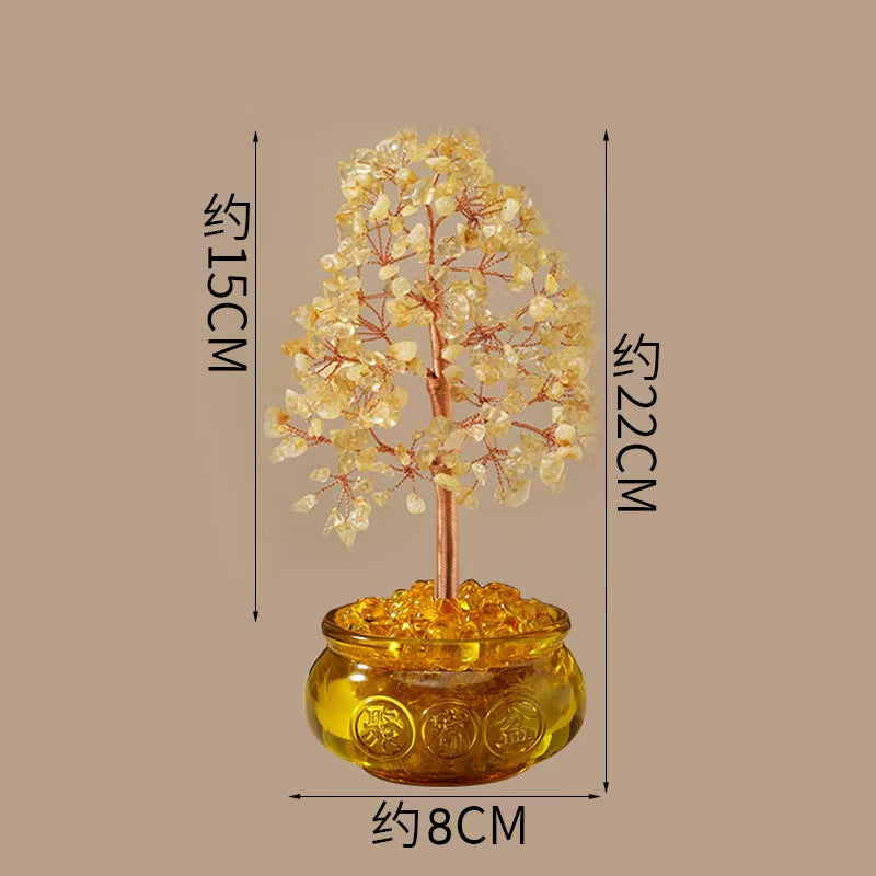 Citrine Crystal Money Tree | Feng Shui Wealth Tree with Citrine Bowl Base