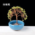 Raw Peridot Crystal Bonsai Tree with Ceramic Base | Chakra Balancing Decor