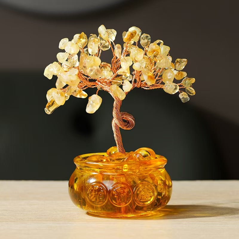 Citrine Prosperity Money Tree | Healing Crystal Tree with Treasure Bowl for Abundance