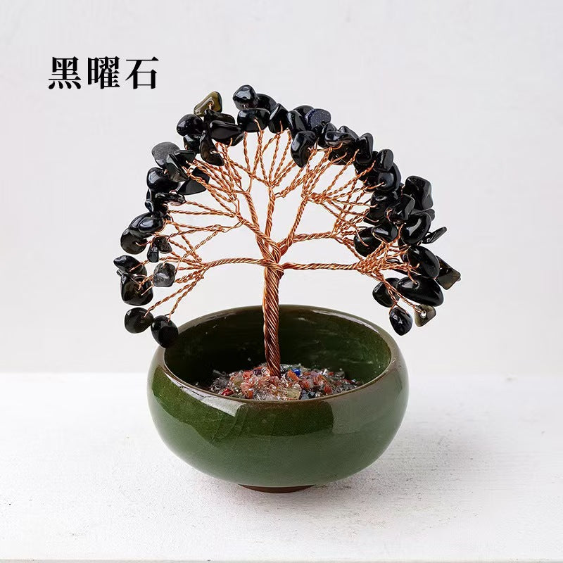 Black Obsidian Gemstone Tree | Handmade Crystal Tree for Negative Energy Cleansing