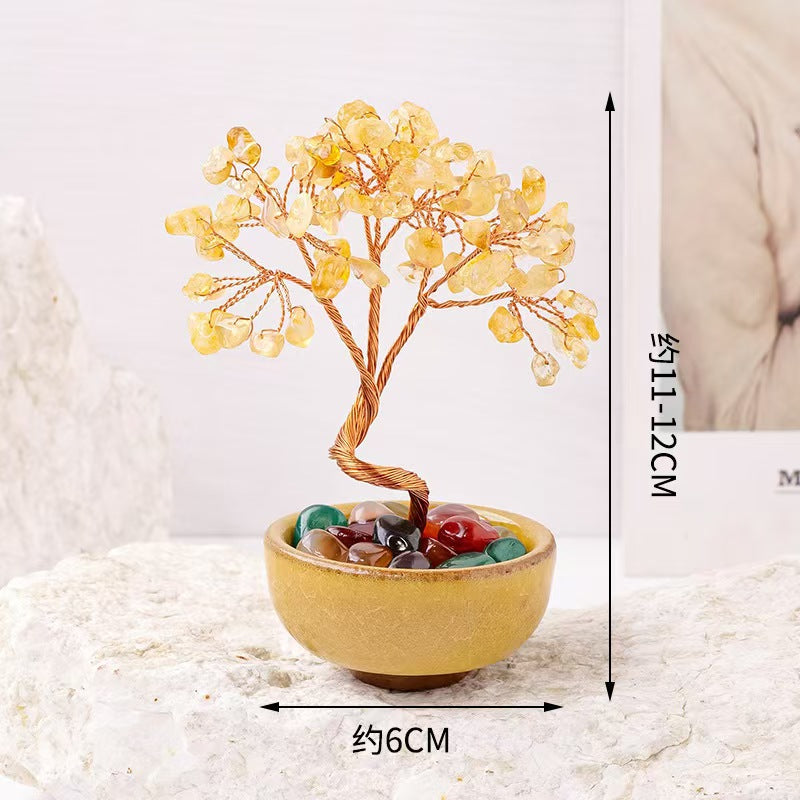 Natural Mini Citrine Crystal Money Tree | Small Feng Shui Wealth Tree for Desk