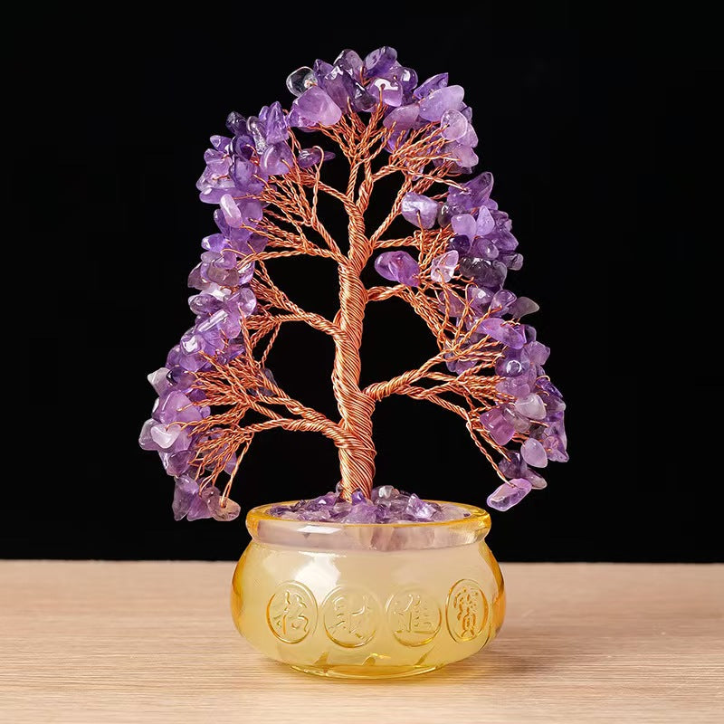 Amethyst Healing Gemstone Tree | Handmade Bonsai for Calm & Third Eye Chakra