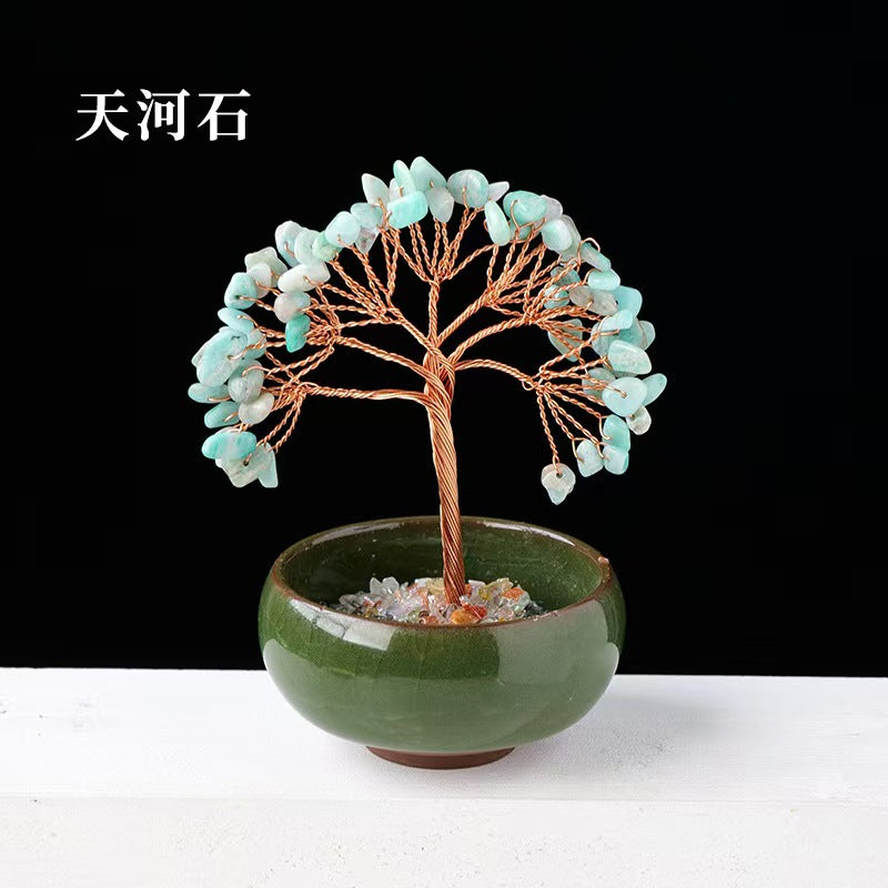 Natural Amazonite Crystal Tree | Healing Gemstone Bonsai Tree for Calm & Confidence